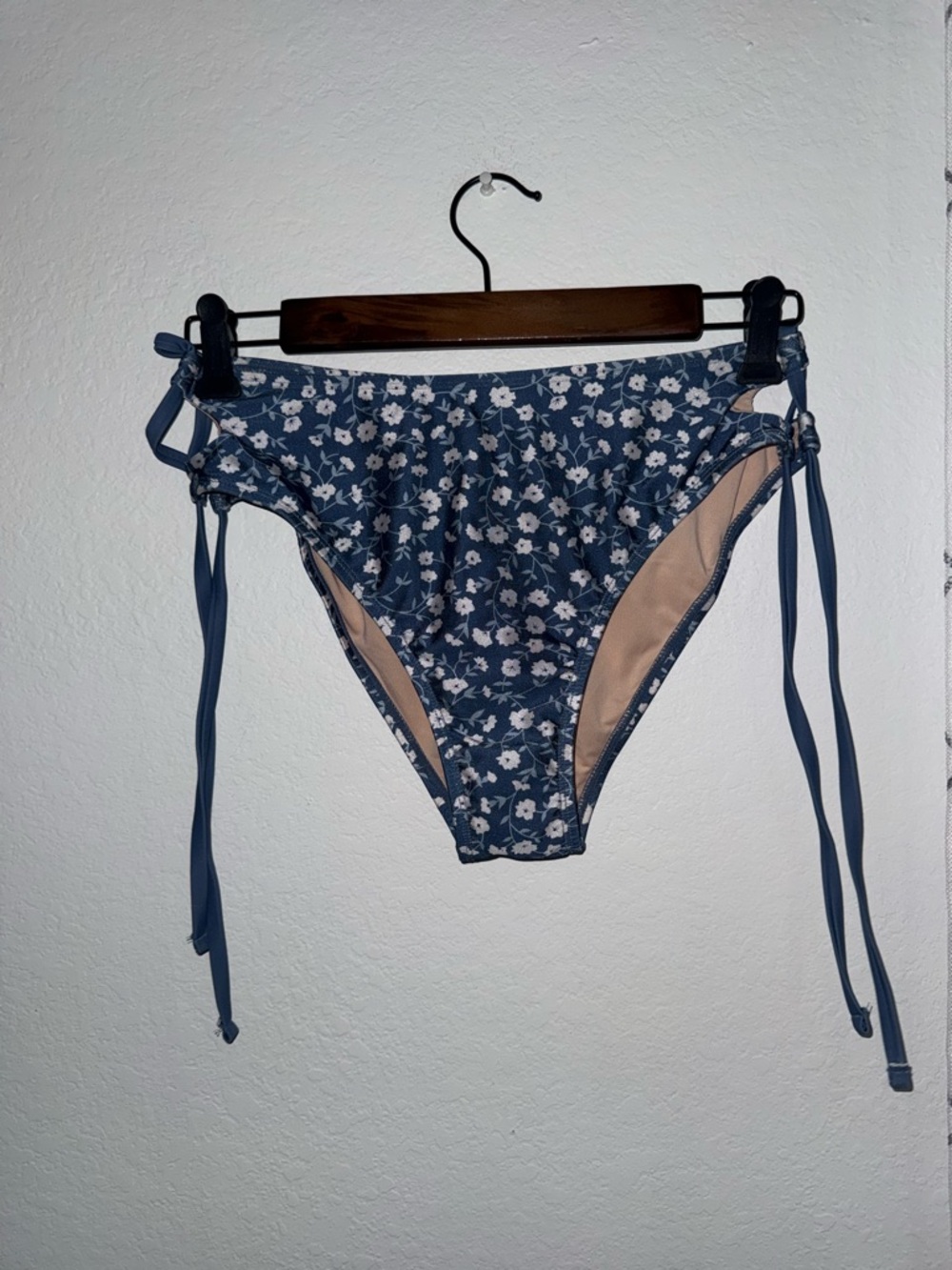 Blue Floral Tie-Side Bikini Bottoms